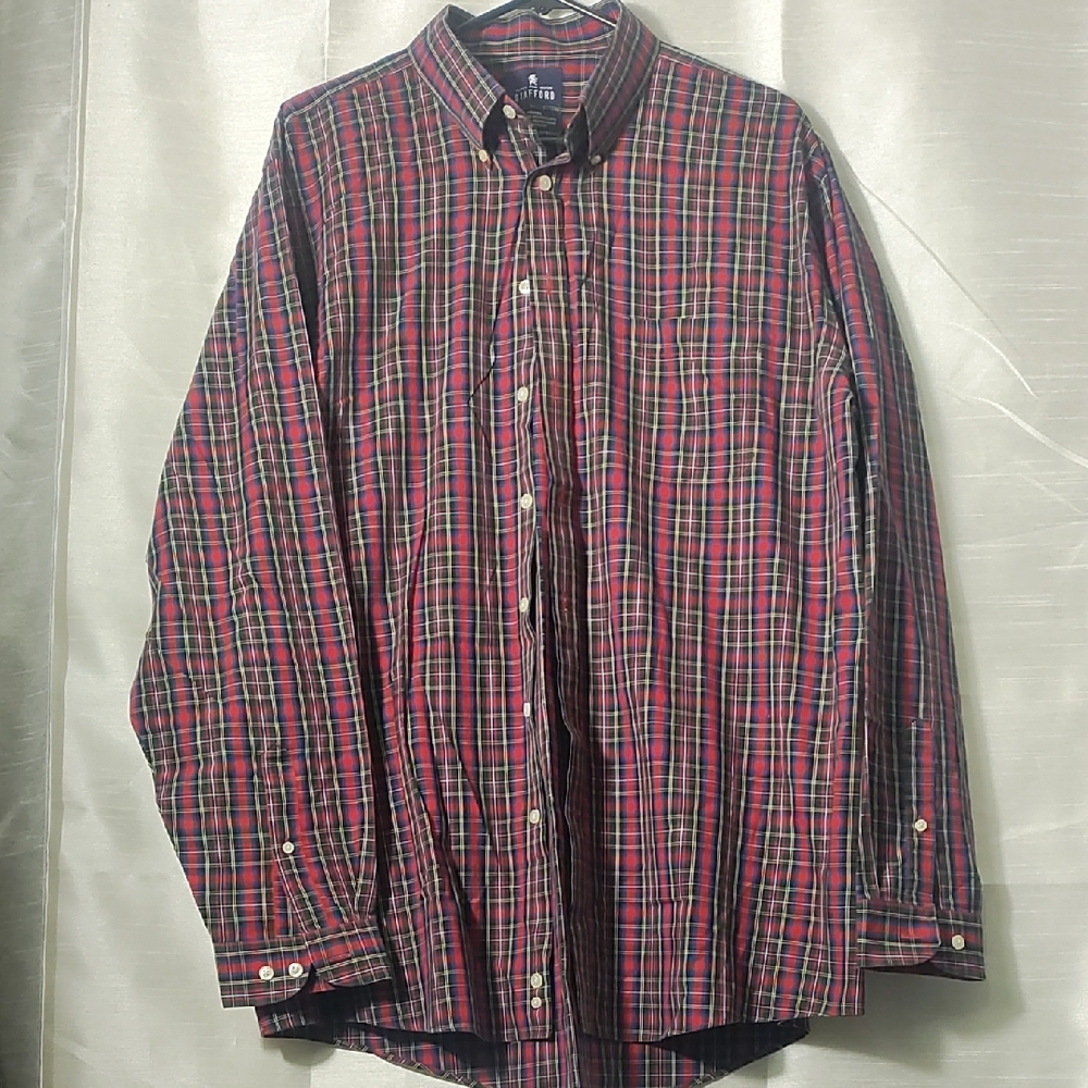 Stafford Red and Green Plaid Men's Shirt‎